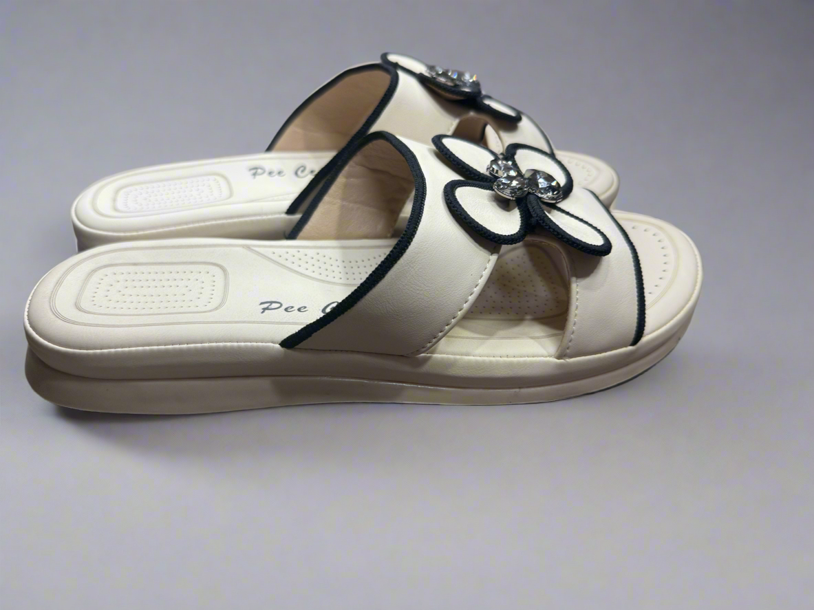 Chic Floral Embellished Slide Sandals