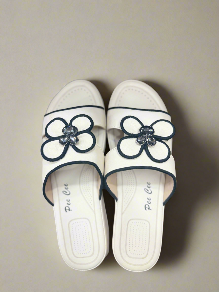 Chic Floral Embellished Slide Sandals