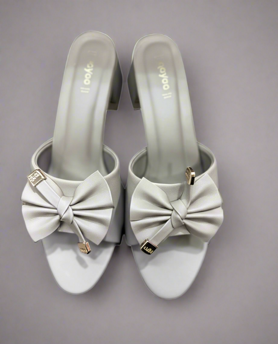 Elegant Bow Block Heel Slip-Ons