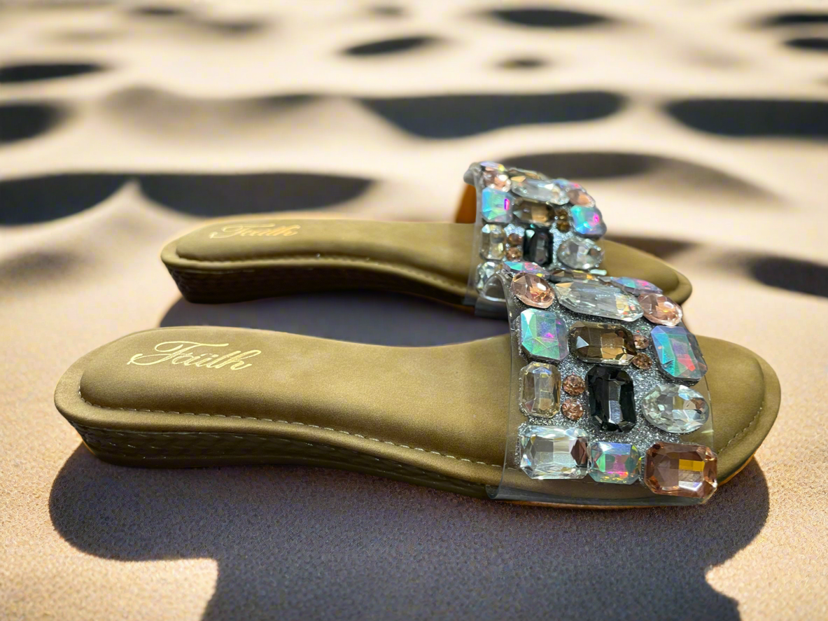 Glamour Crystal Embellished Slip-On Flats