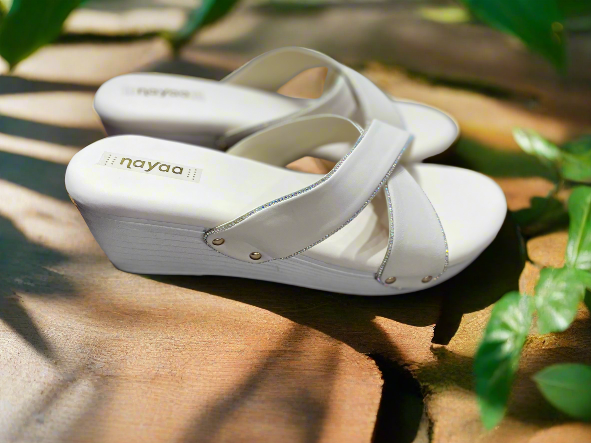 Women’s White Platform Slip-On Sandals