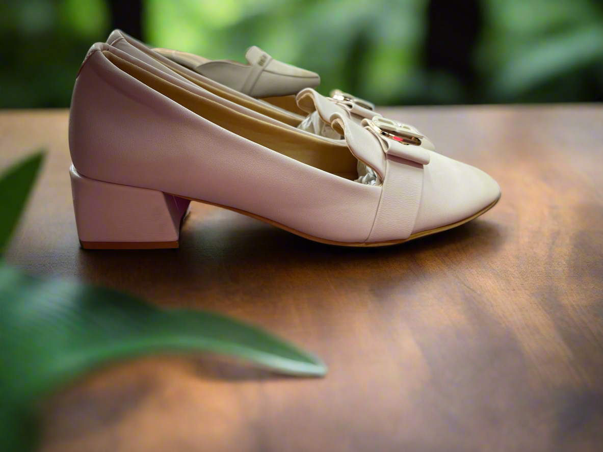 Chic White Block Heel Pumps