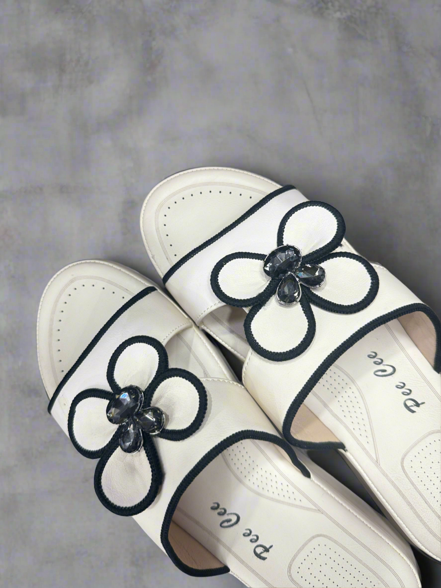 Chic Floral Embellished Slide Sandals