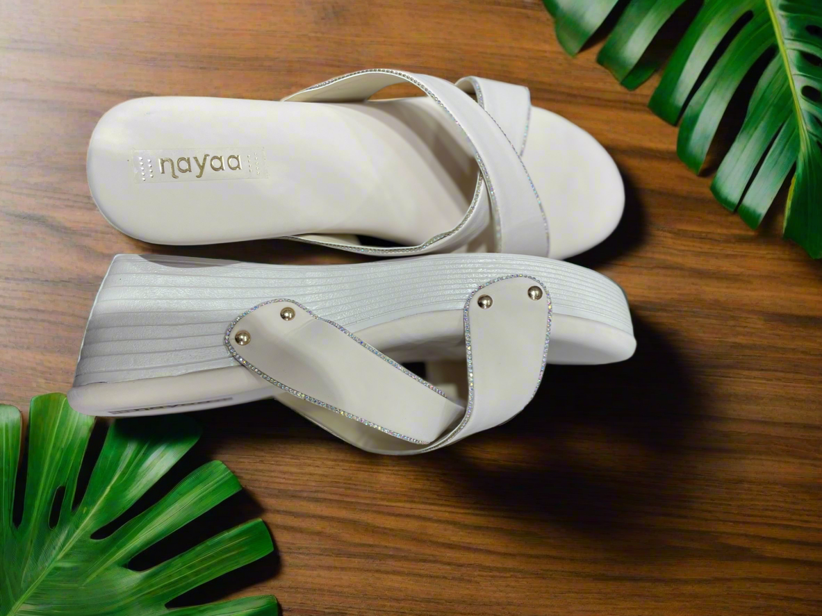Women’s White Platform Slip-On Sandals