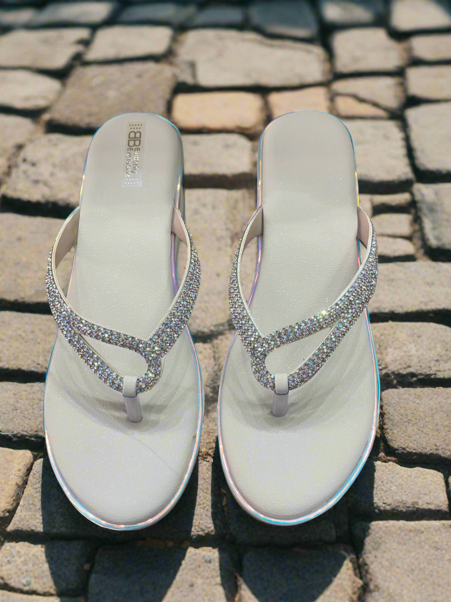 Sparkle Wedge Thong Sandals