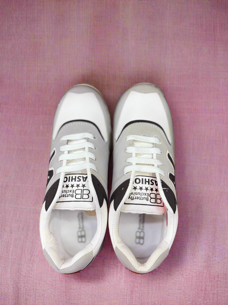 Trendy White & Black Casual Sneakers