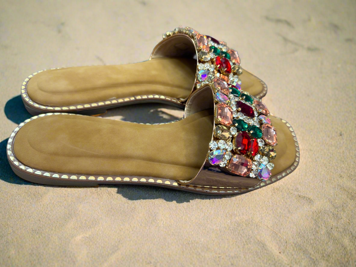 Glam Multicolor Gemstone Slip-On Flats”