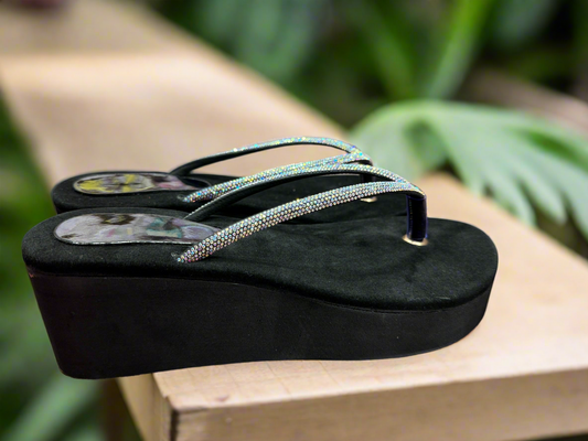 StarShine Black Glam Slippers