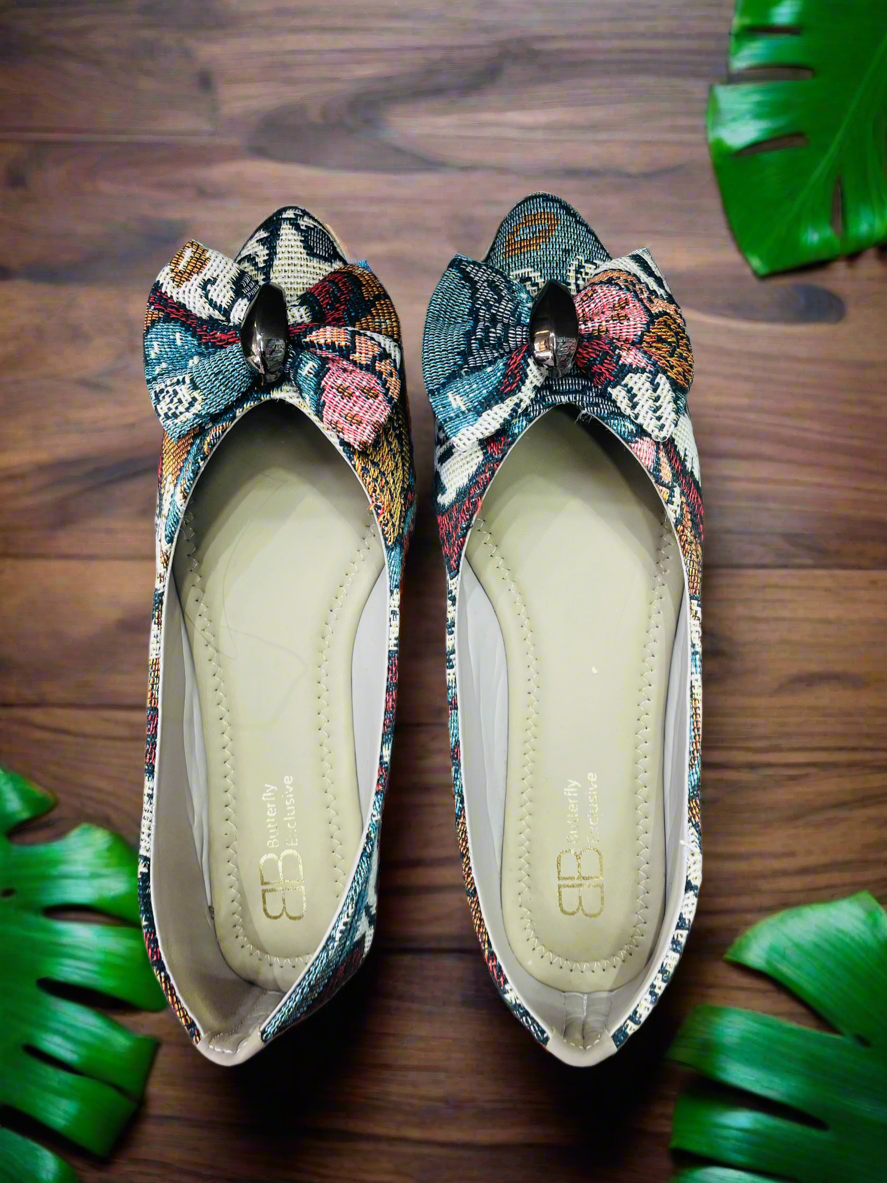 Vintage Floral Printed Ballerina Flats