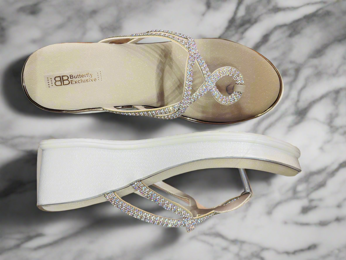 Rhinestone Infinity Loop Wedge Sandals