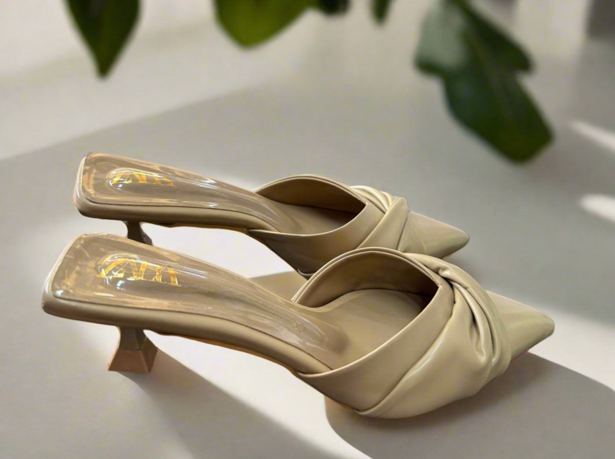 Elegant Beige Twist-Knot heels