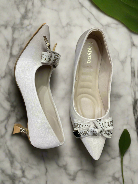 Modern Comfort White Kitten Heels