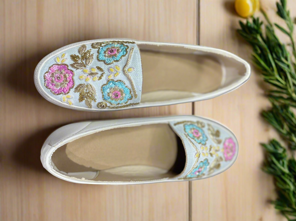 Floral Bliss Embroidered Slip-Ons