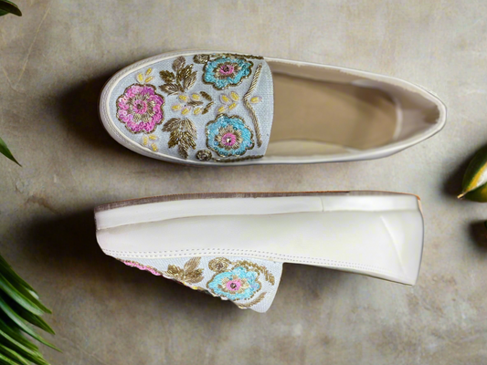 Floral Bliss Embroidered Slip-Ons