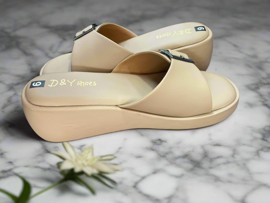 Women’s Beige Platform Slip-On Sandals
