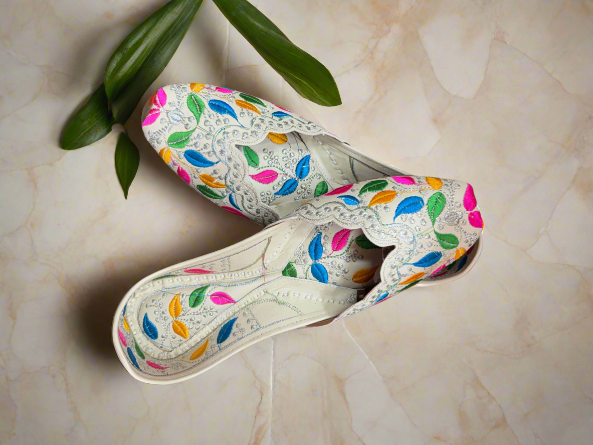 Hand-Embroidered "Phulkari Dream" Juttis
