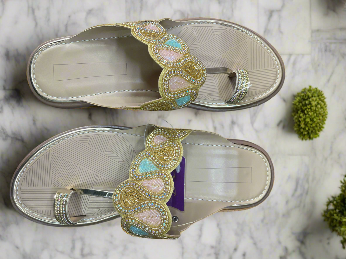 Elegant Beaded Traditional Flat Sandals