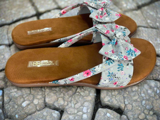 Floral Bow Knot Slip-On Sandals for Women