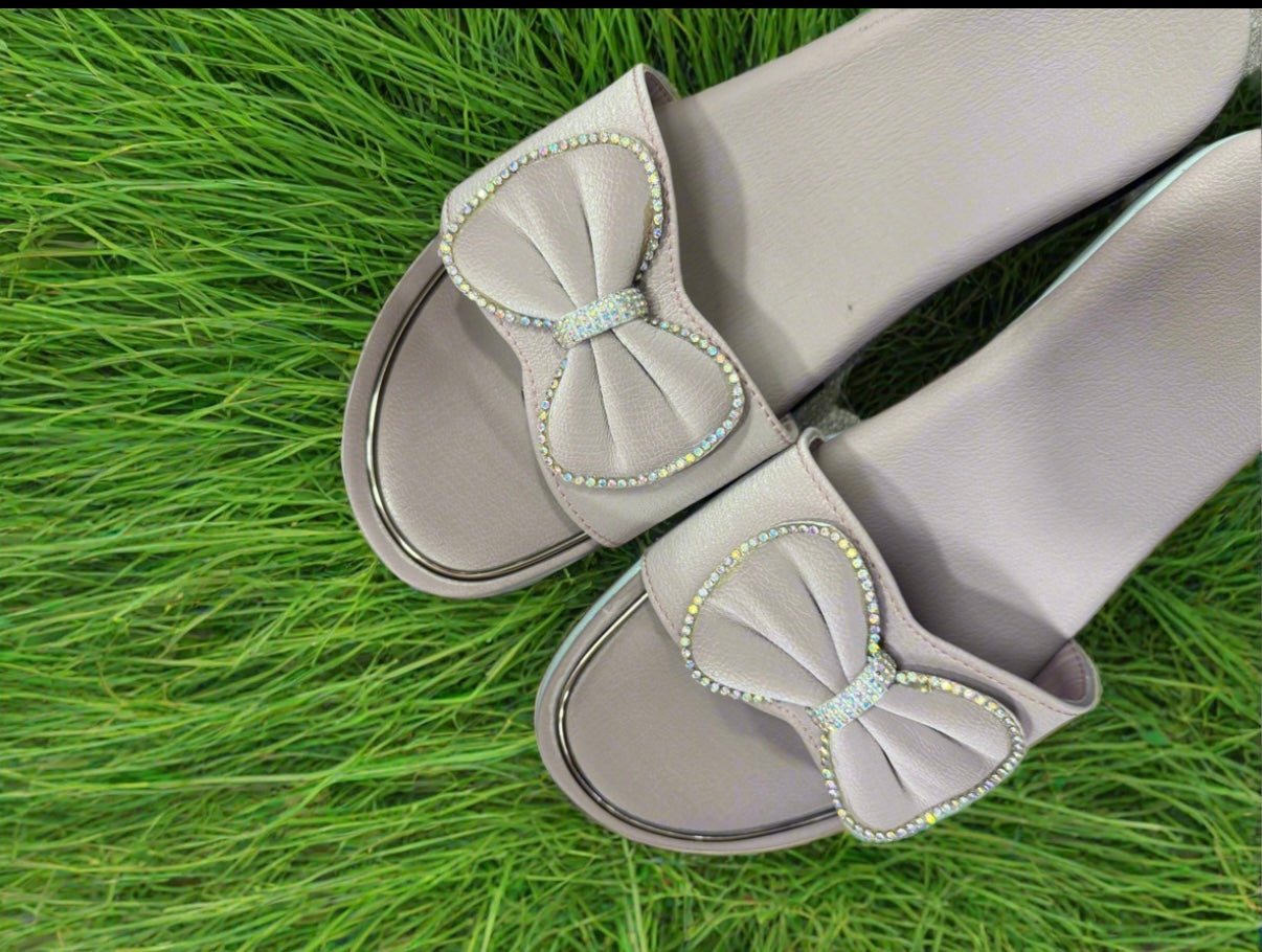 Rhinestone Bow Comfort Slippers for Women