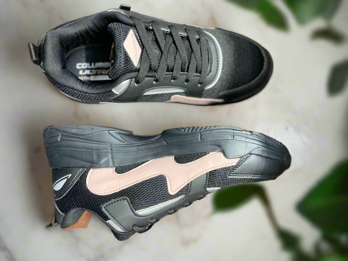 Trendy Sports Sneakers – Black & Peach