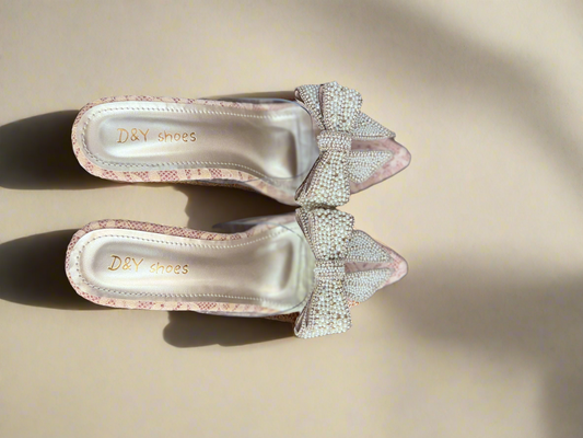 Elegant Rhinestone Bow Heels