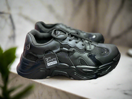 Black Chunky Sneakers – Racing Sports Casual Shoes