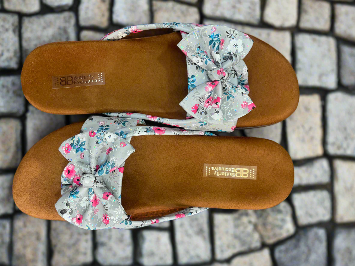 Floral Bow Knot Slip-On Sandals for Women