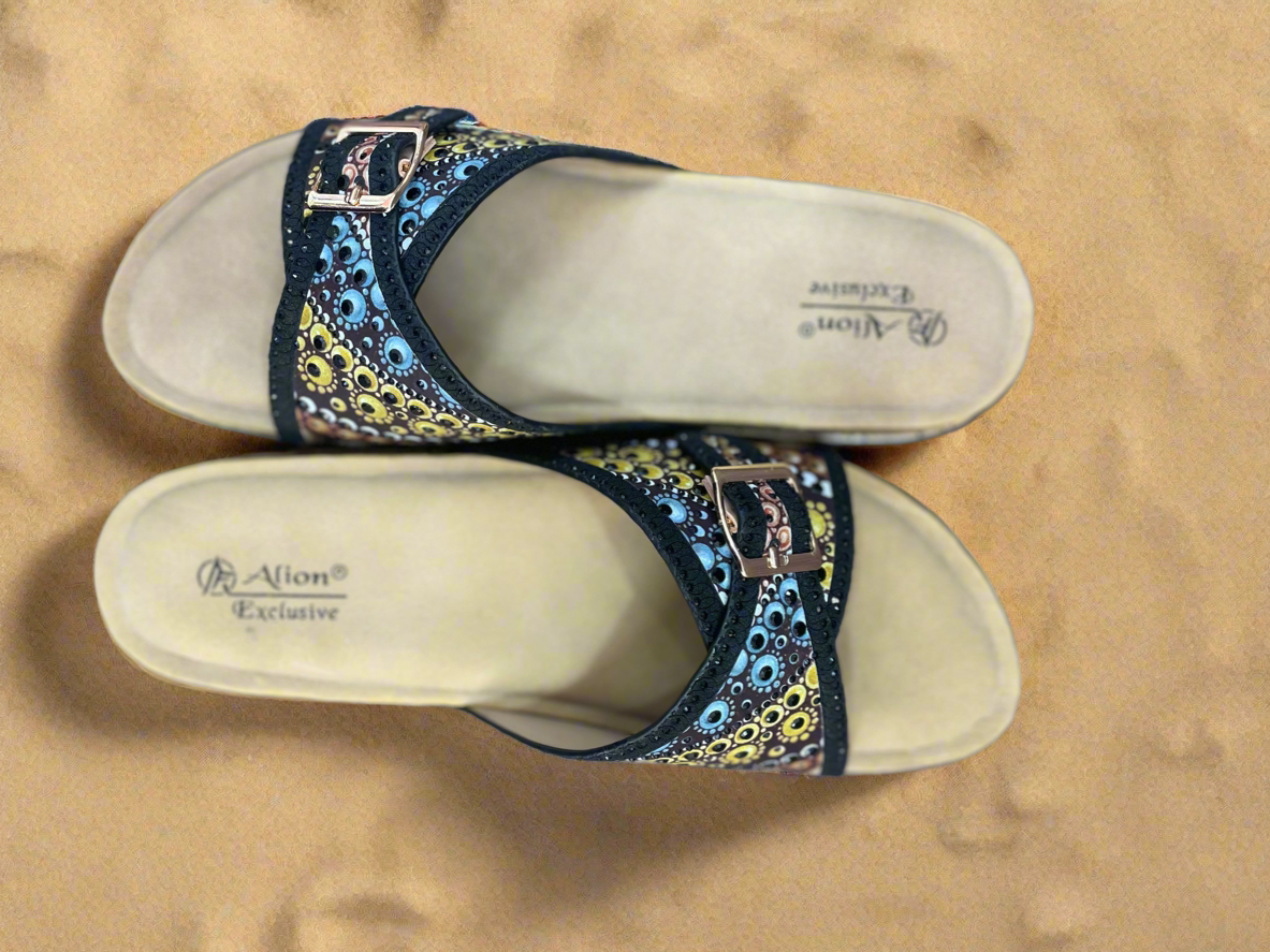 Exclusive Printed Buckle Comfort Slip-Ons