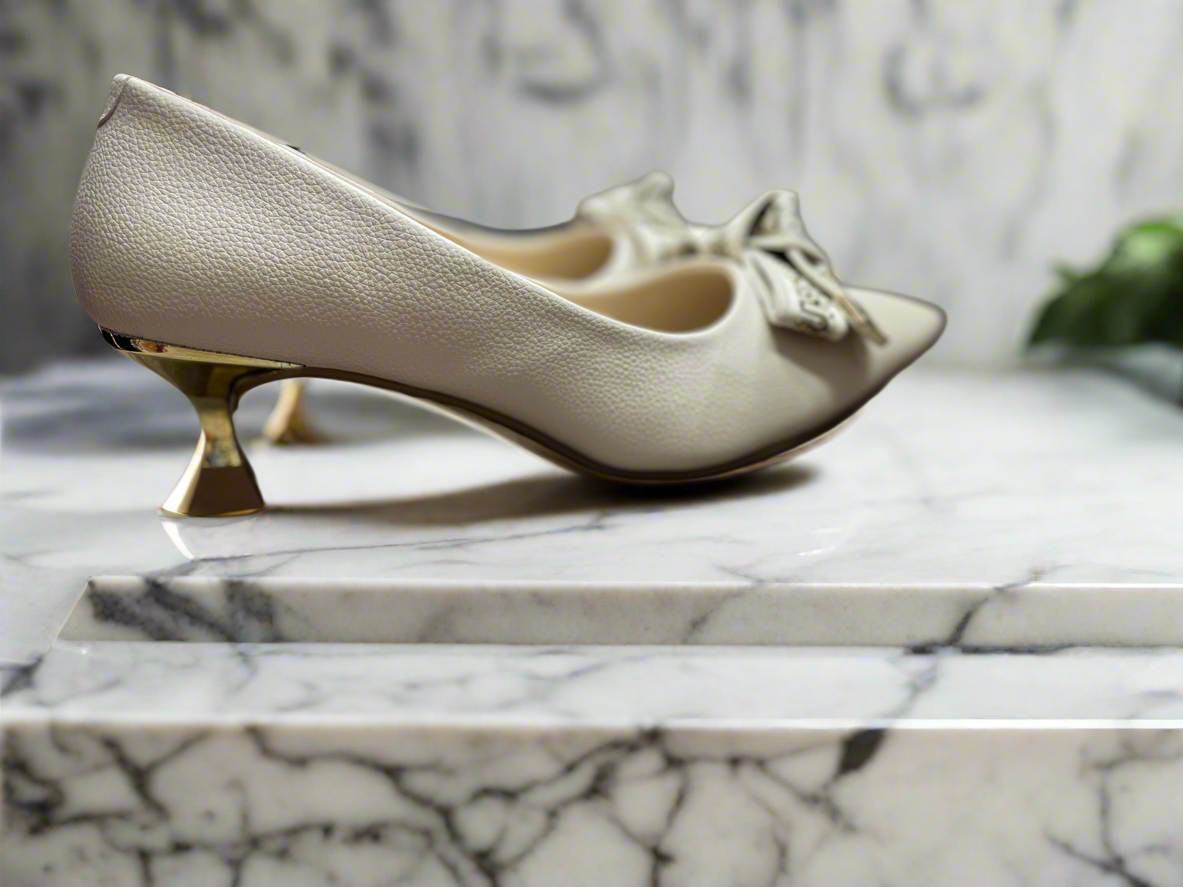 Modern Comfort White Kitten Heels