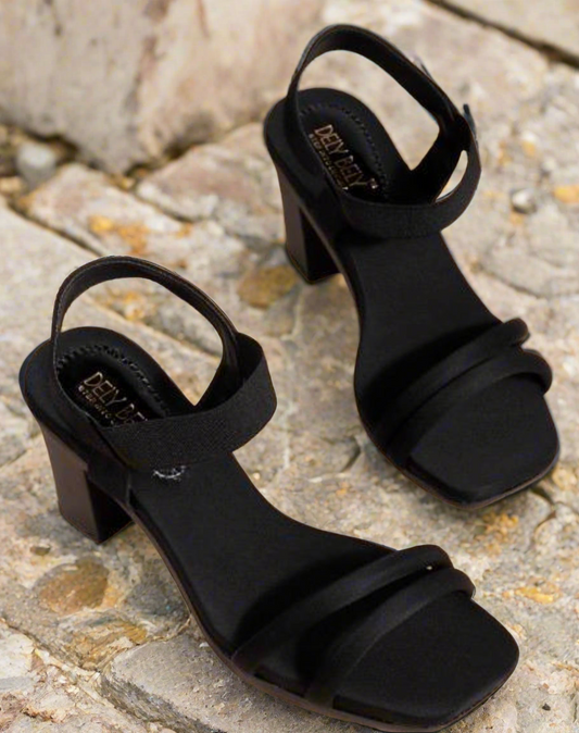 Classic Black Block Heel Sandals