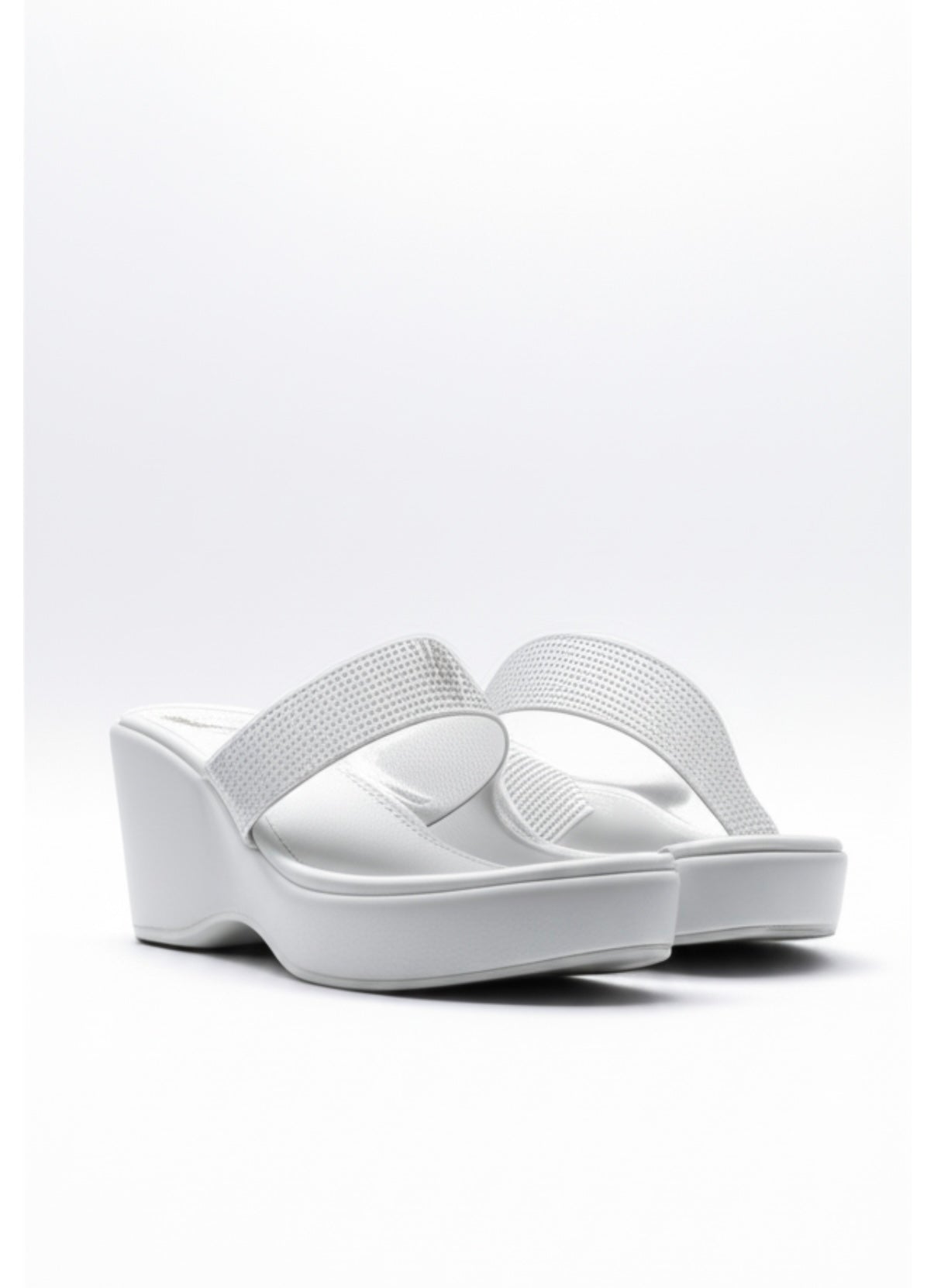 White Wedge Slip-On Sandals