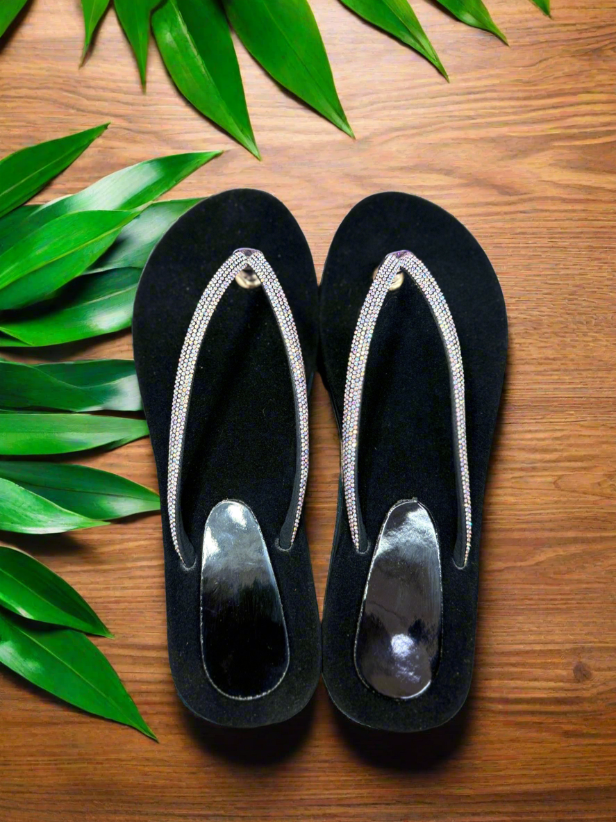 StarShine Black Glam Slippers