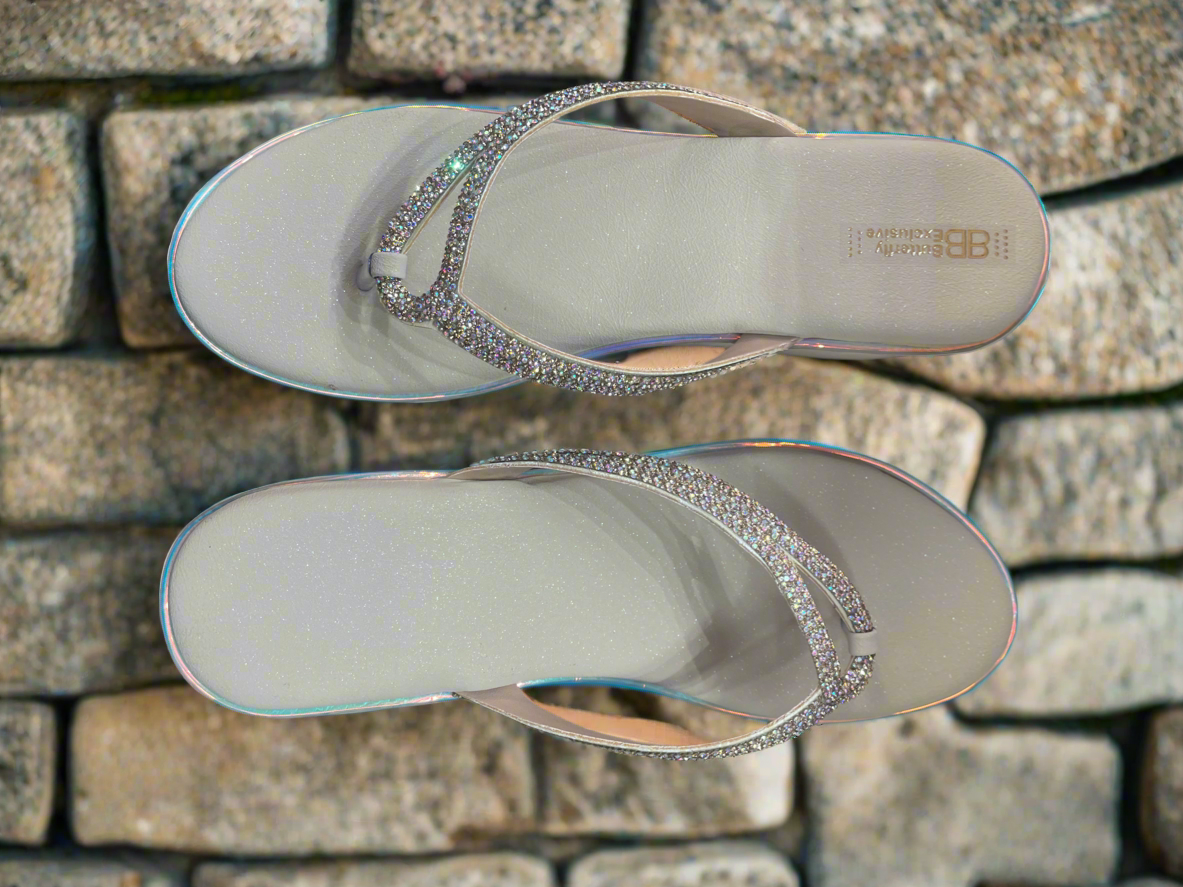 Sparkle Wedge Thong Sandals