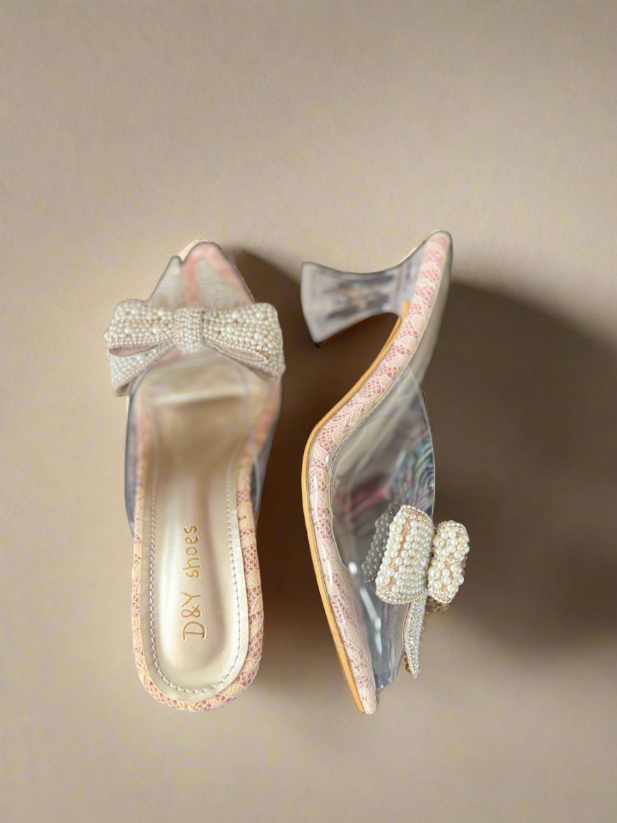 Elegant Rhinestone Bow Heels