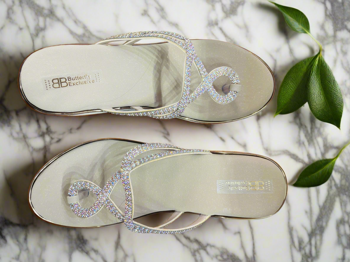 Rhinestone Infinity Loop Wedge Sandals