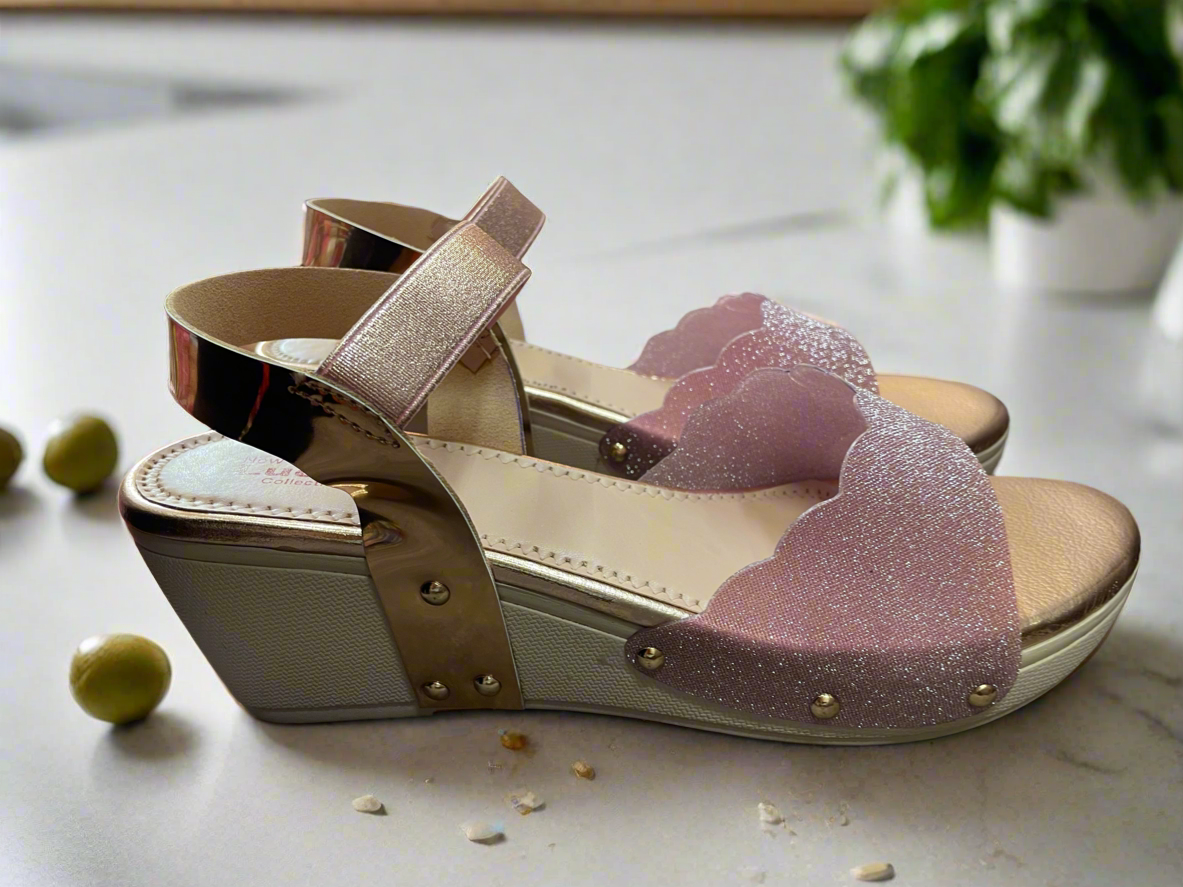 Elegant Women’s Glitter Block Heel Sandals