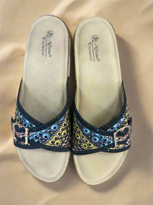 Exclusive Printed Buckle Comfort Slip-Ons
