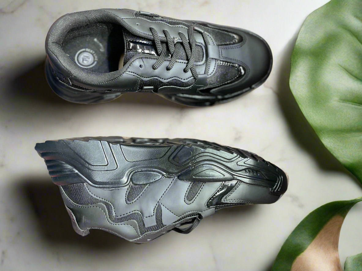 Black Chunky Sneakers – Racing Sports Casual Shoes