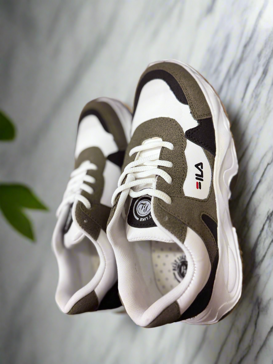 Chunky Olive Green & White Sneakers