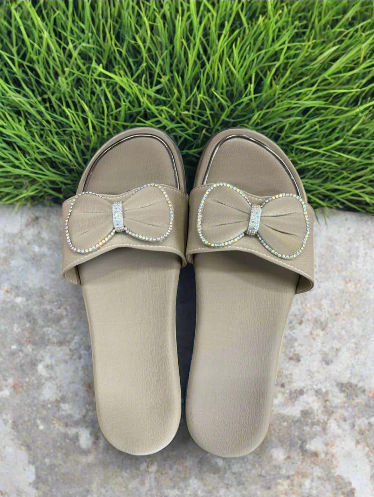 Rhinestone Bow Comfort Slippers for Women