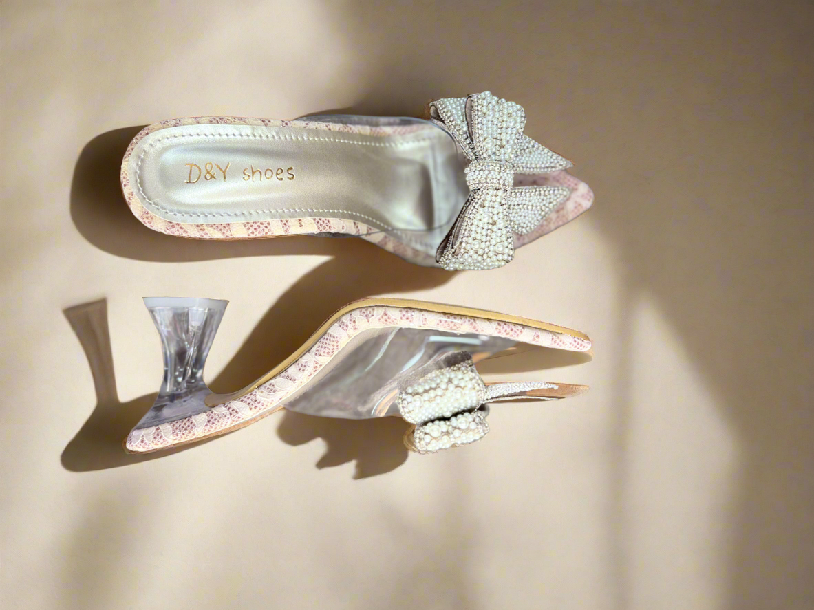 Elegant Rhinestone Bow Heels