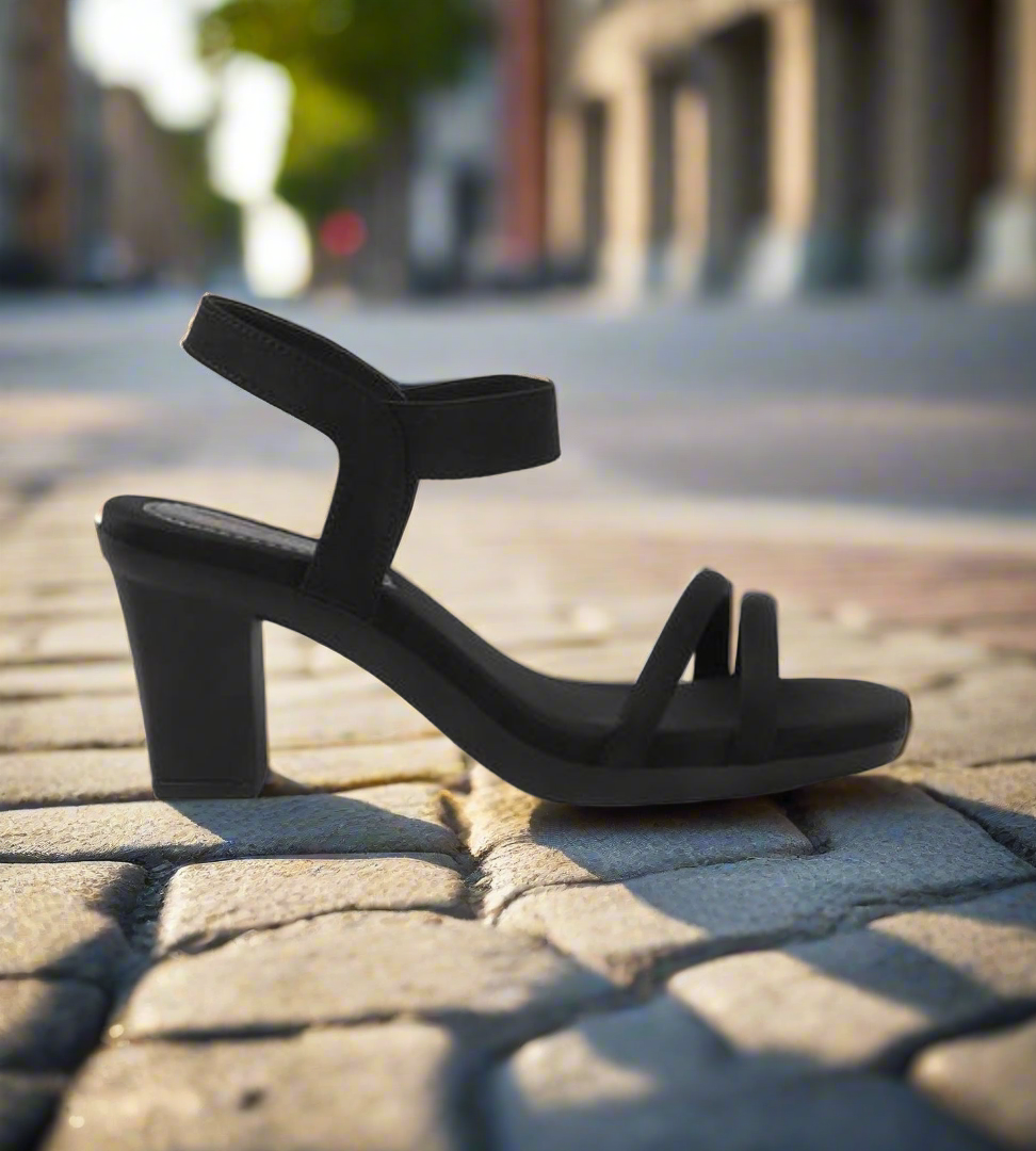 Classic Black Block Heel Sandals