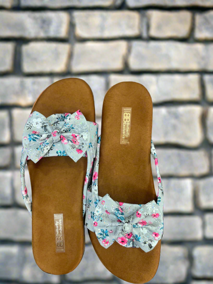 Floral Bow Knot Slip-On Sandals for Women