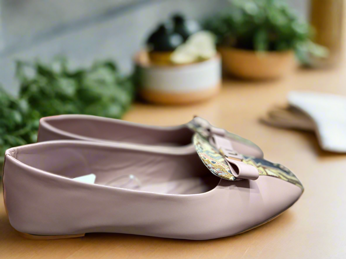 Women's Blush Pink Loafers with Embroidered Detail