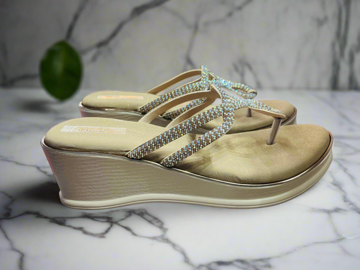 Rhinestone Infinity Loop Wedge Sandals