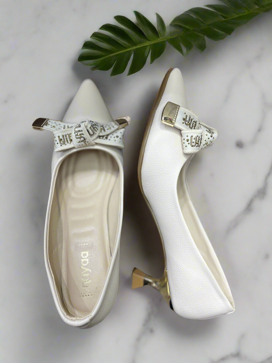 Modern Comfort White Kitten Heels