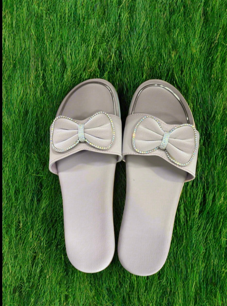 Rhinestone Bow Comfort Slippers for Women