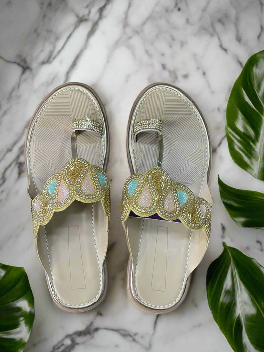 Elegant Beaded Traditional Flat Sandals