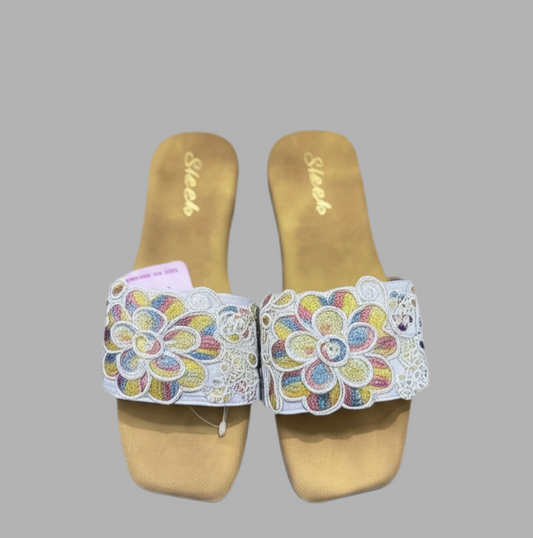 Colorful Floral Embroidered Flats