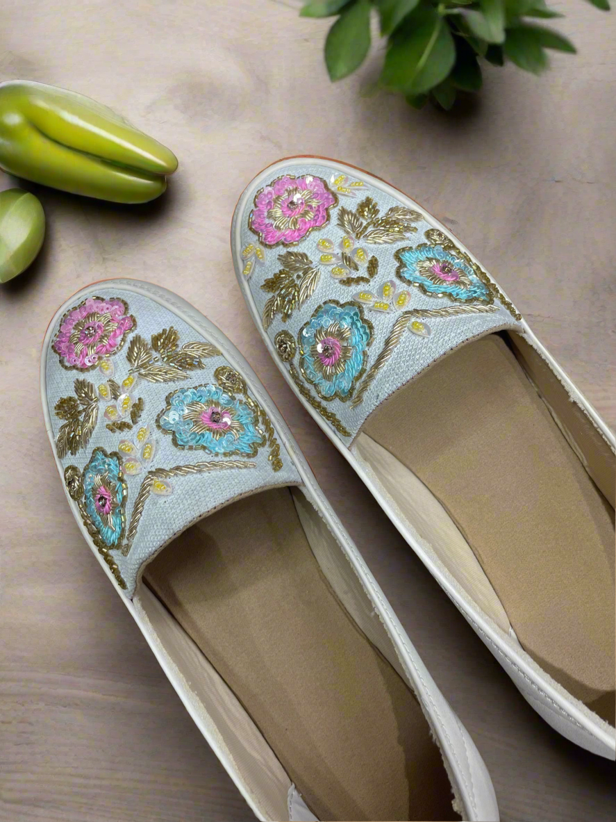 Floral Bliss Embroidered Slip-Ons